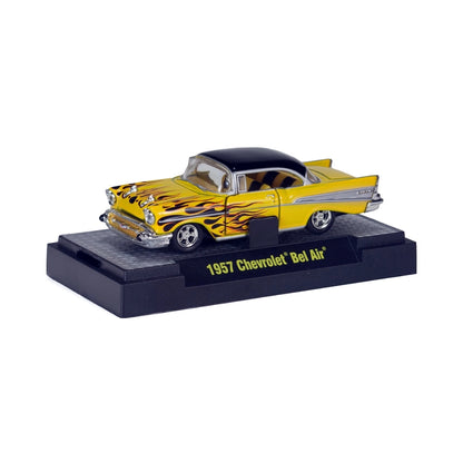 1957 Chevrolet Bel Air - Yellow with Black Flames (Auto-Thentics Release S05 Chase - Hobby Exclusive)