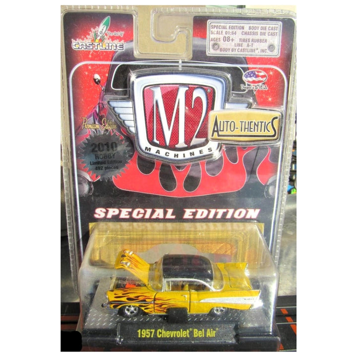 1957 Chevrolet Bel Air - Yellow with Black Flames (Auto-Thentics Release S05 Chase - Hobby Exclusive)