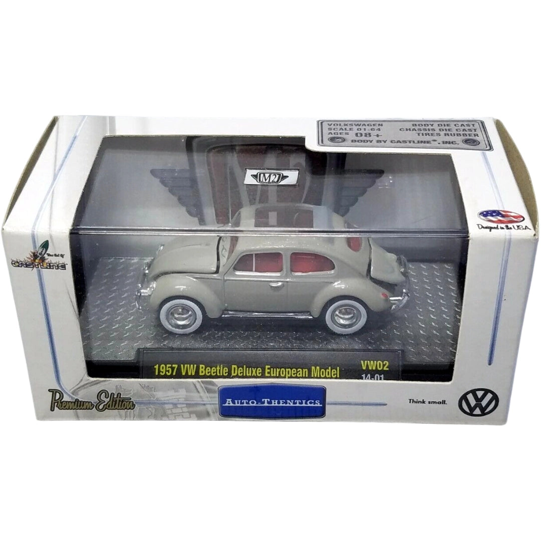1957 VW Beetle Deluxe European Model - Silver / Red Interior (Box)
