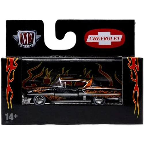 1958 Chevrolet Impala Black with Orange Flames