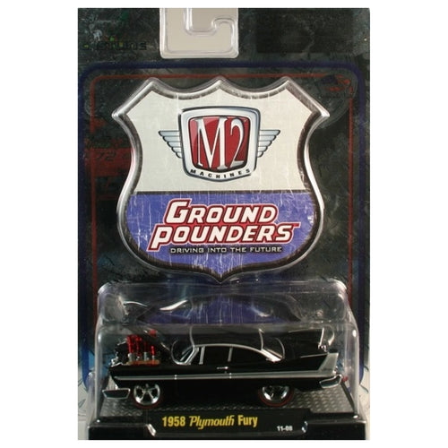 1958 Plymouth Fury - Black (Red Engine Blower, Clamshell Blister)