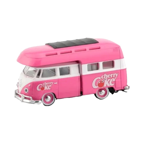 1959 VW Double Cab Truck - Pink & White Cherry Coke Camper, Silver Rims, Coca-Cola Auto-Haulers Release TW04, Walmart Exclusive, Premium Range Set Exclusive