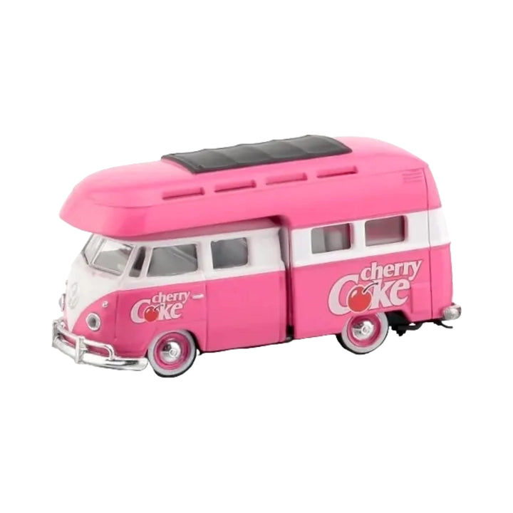 1959 VW Double Cab Truck - Pink & White Cherry Coke Camper, Silver Rims, Coca-Cola Auto-Haulers Release TW04, Walmart Exclusive, Premium Range Set Exclusive
