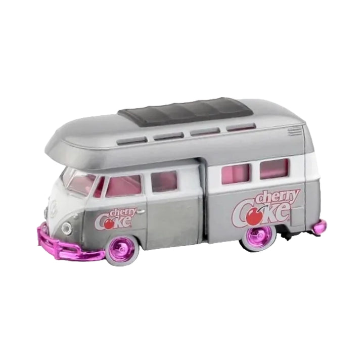 1959 VW Double Cab Truck - Silver & White Cherry Coke Camper, Pink Chrome Rims & Trim (Super Chase), Coca-Cola Auto-Haulers Release TW04, Walmart Exclusive, Premium Range Set Exclusive