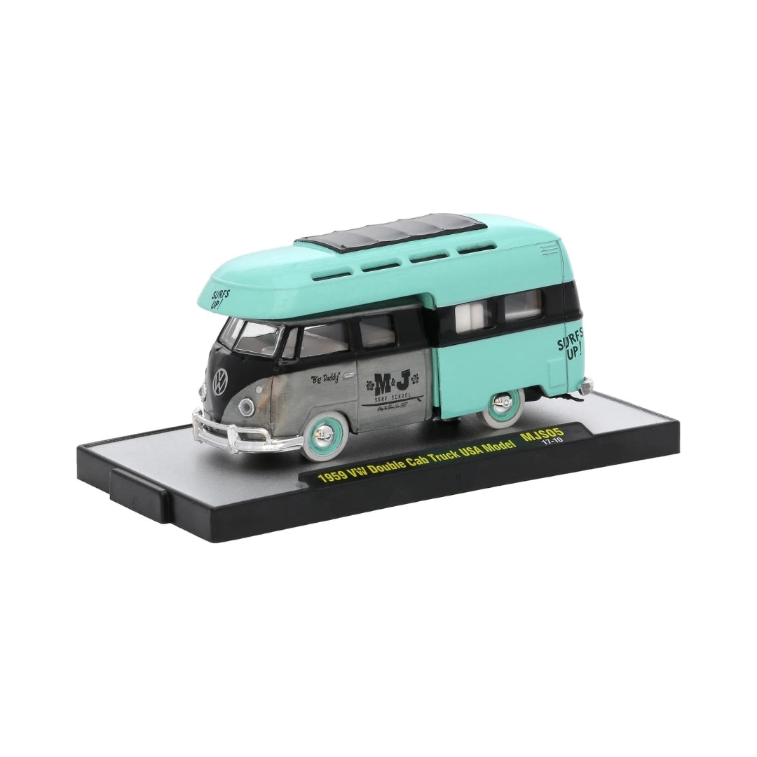 1959 VW Double Cab Truck USA Model - Aqua & Black Camper (Chase), Auto-Thentics Volkswagen Release MJS05, MiJo Exclusive, Premium Range