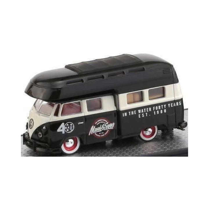 1959 VW Double Cab Truck USA Model - Black & Cream 40th Anniversary Camper, Red/Silver Hubcaps, Black Bumpers, Brown Interior, Limited Edition Set Exclusive