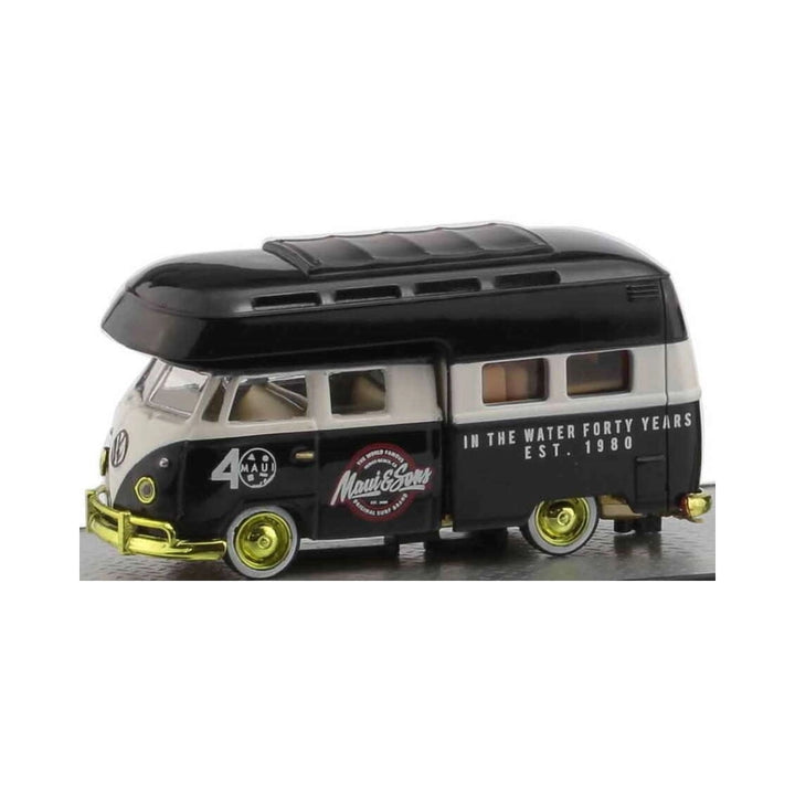 1959 VW Double Cab Truck USA Model - Black & Cream 40th Anniversary Camper, Red/Silver Hubcaps, Black Bumpers, Brown Interior, Limited Edition Set Exclusive (Copy)