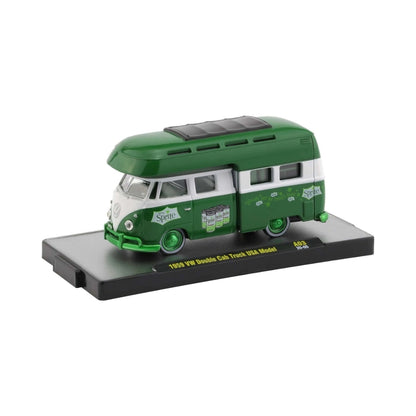 1959 VW Double Cab Truck USA Model - Green & White Sprite Camper, Green Chrome Details (Chase), Premium Range Exclusive Limited Edition