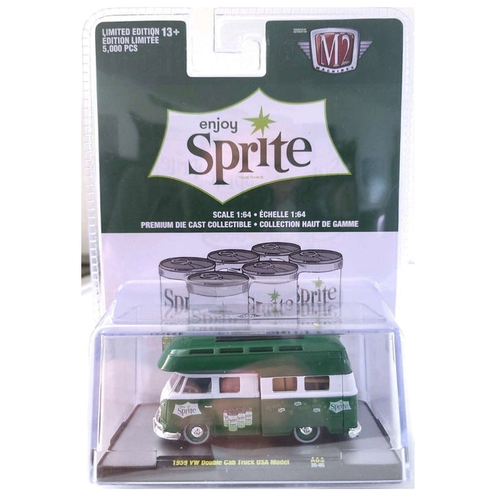 1959 VW Double Cab Truck USA Model - Green & White Sprite Camper, Silver Chrome Details, Premium Range Exclusive Limited Edition