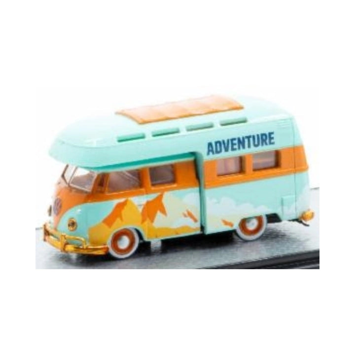 1959 VW Double Cab Truck USA Model - Light Aqua & Orange Adventure Camper (Chase), White Rims, Auto-Haulers Release 85, Limited Edition Set Exclusive