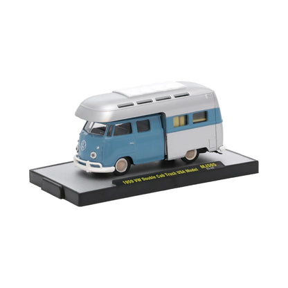 1959 VW Double Cab Truck USA Model - Light Blue & White Camper, Auto-Thentics Volkswagen Release MJS05, MiJo Exclusive, Premium Range