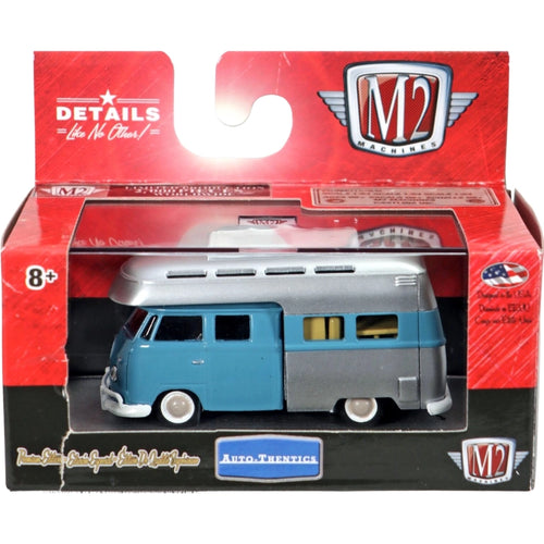 1959 VW Double Cab Truck USA Model - Light Blue & White Camper, Auto-Thentics Volkswagen Release MJS05, MiJo Exclusive, Premium Range