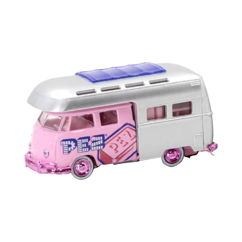 1959 VW Double Cab Truck USA Model - Silver & Pink PEZ Camper, Pink Chrome Hubcaps & Bumpers, Pink Interior (Chase), Limited Edition Set Exclusive