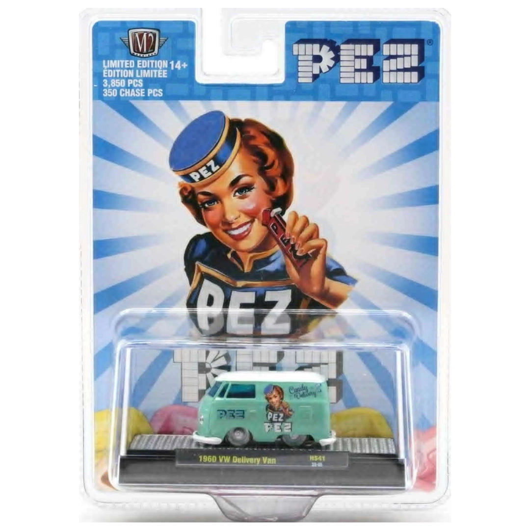 1960 VW Delivery Van - Aqua PEZ Auto-Thentics Model-Kit on Display Base (Hobby Exclusive Release HS41 Chase)