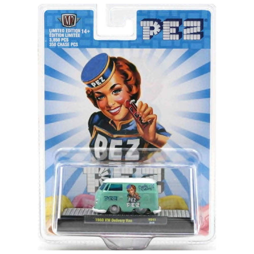 1960 VW Delivery Van - Aqua PEZ Auto-Thentics Model-Kit on Display Base (Hobby Exclusive Release HS41 Chase)