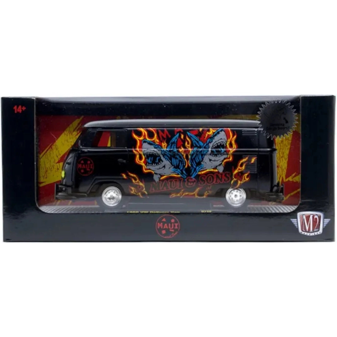 1960 VW Delivery Van - Black (Red Chrome Rims, Maui Graphics, Dark-Red Interior)