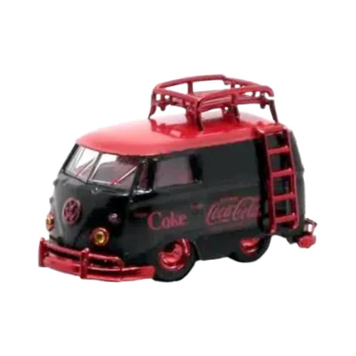 1960 VW Delivery Van - Black & Red Coca-Cola with White Roof Rack & Ladder, Silver Chrome Details, White Interior (Premium Range Set Exclusive)