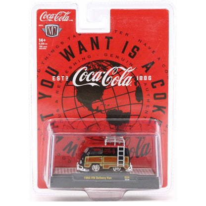 1960 VW Delivery Van - Black & Woodgrain Panel Wagon Chase with Red Chrome Rims, Red Chrome Details & Ladder, Red Interior