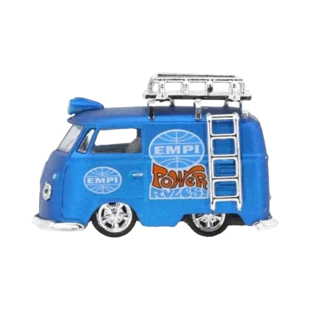 1960 VW Delivery Van - Blue EMPI Power Reverser with Silver Roof Rack & Ladder (Holiday Ornaments Release 02, Walmart Exclusive Set)