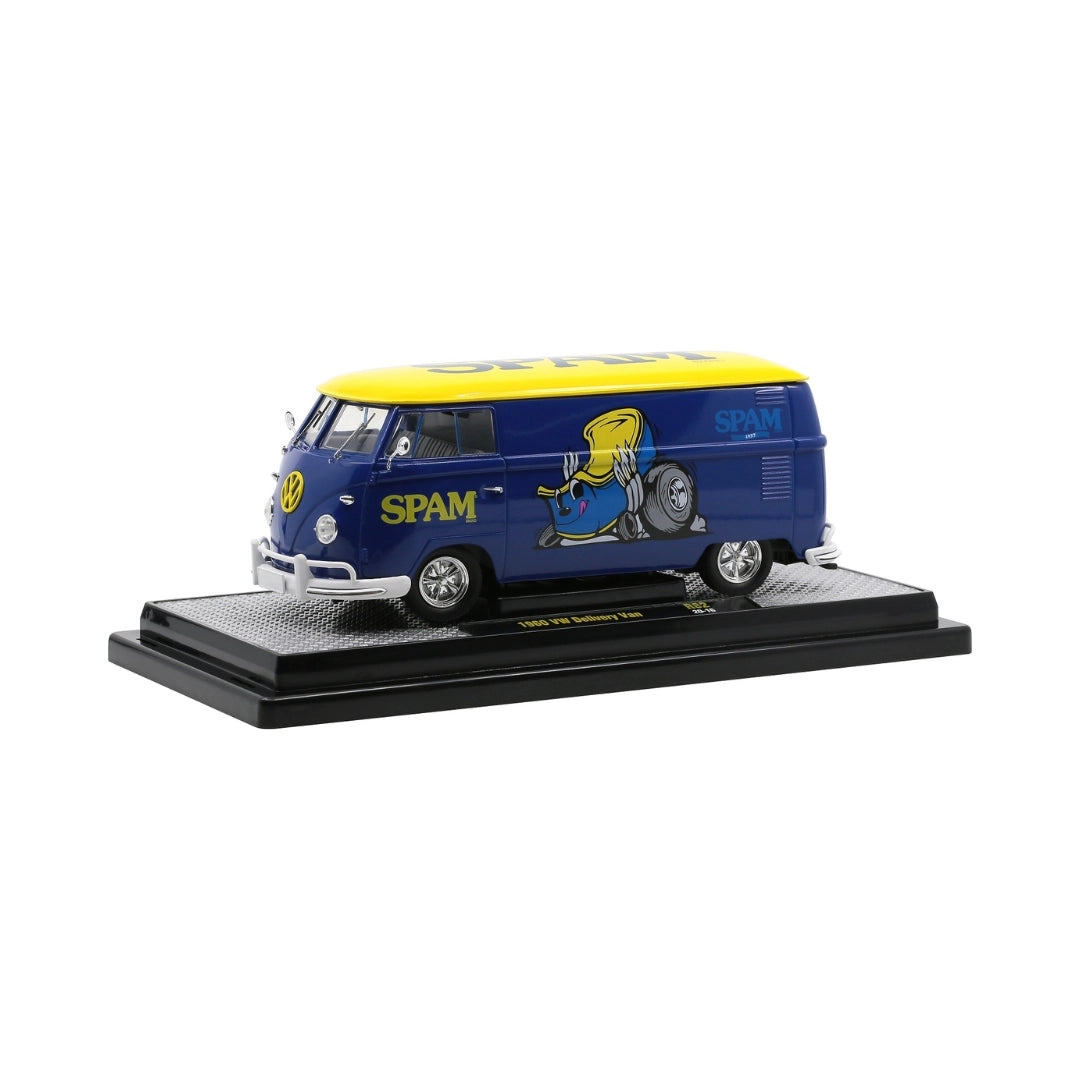 1960 VW Delivery Van - Blue/Yellow (Spam Livery, Silver Chrome Rims, Black Interior & Details)