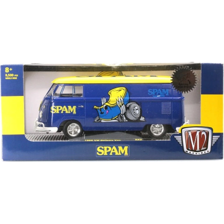 1960 VW Delivery Van - Blue/Yellow (Spam Livery, Silver Chrome Rims, Black Interior & Details)