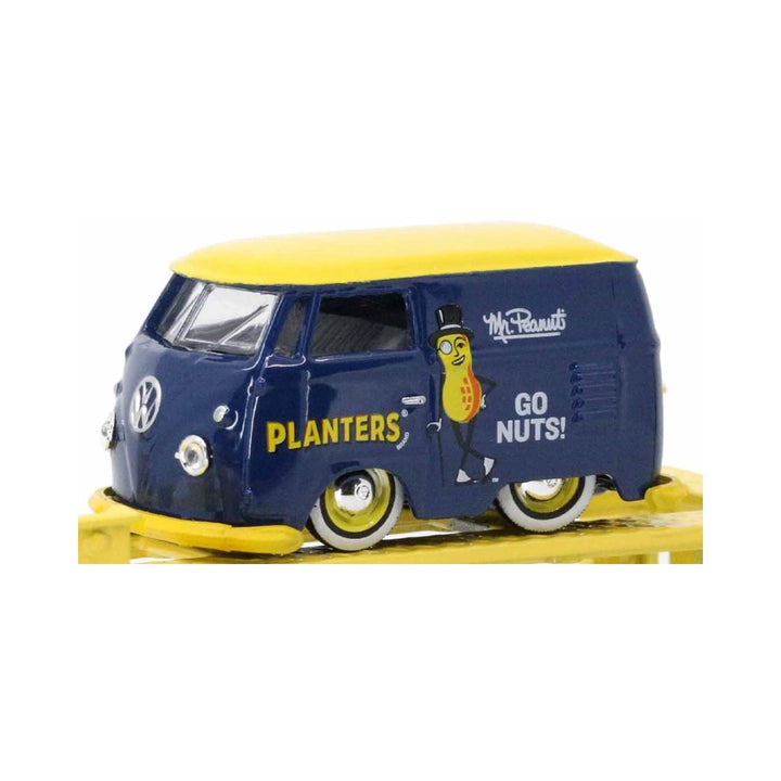 1960 VW Delivery Van - Blue & Yellow Planters "Go Nuts!" with Yellow Base & White Rims (Auto-Lift Release 25 Set Exclusive)