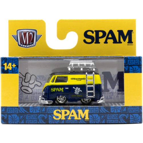 1960 VW Delivery Van - Blue & Yellow SPAM with White Roof Rack & Ladder (Release 97)