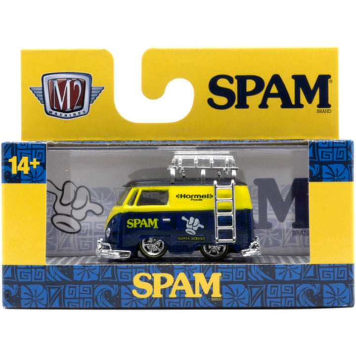 1960 VW Delivery Van - Blue & Yellow SPAM with White Roof Rack & Ladder (Release 97)