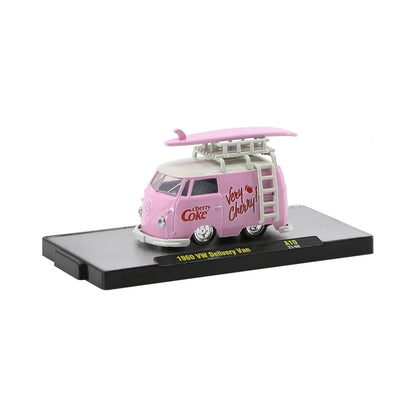 1960 VW Delivery Van - Pink Cherry Coke Surf Van with White Details, Silver Chrome Rims, Black Interior, White Roof Rack & Ladder (Exclusive, Limited Edition, Premium Range) (Copy)