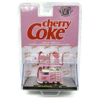 1960 VW Delivery Van - Pink Cherry Coke Surf Van with White Details, Silver Chrome Rims, Black Interior, White Roof Rack & Ladder (Exclusive, Limited Edition, Premium Range) (Copy)