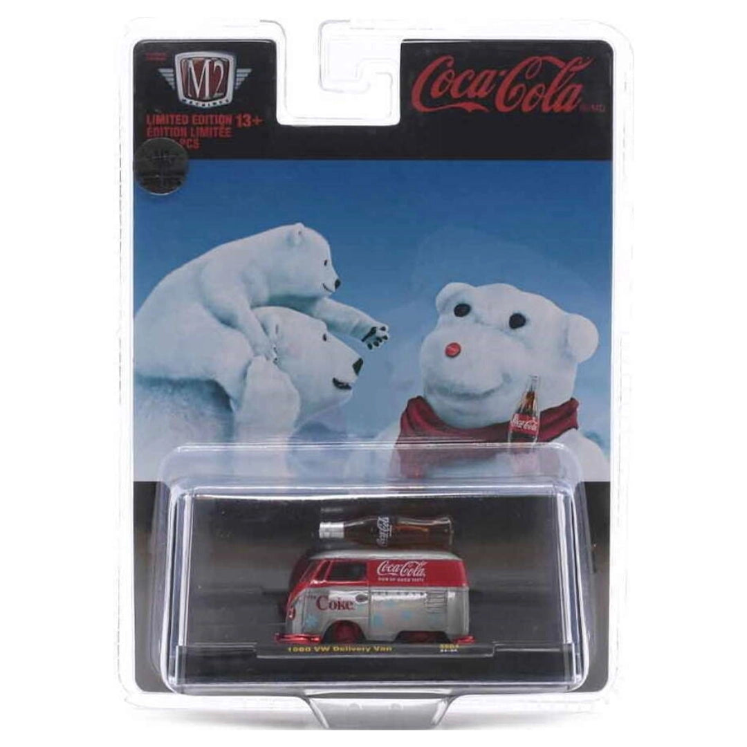 1960 VW Delivery Van - Coca-Cola Christmas Edition with Coca-Cola Bottle on Roof, Red Chrome Rims & Details (Walmart Exclusive SK04 Super Chase)