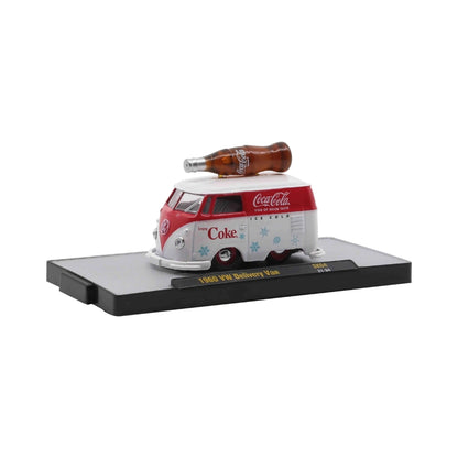 1960 VW Delivery Van - Coca-Cola Christmas Edition with Coca-Cola Bottle on Roof, White & Red with Snowflake Graphics (Walmart Exclusive SK04)