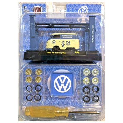 1960 VW Delivery Van - Cream & Blue Volkswagen Specialists "24 Hours" with Gold Rims (Model-Kit Release 44)
