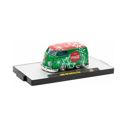 1960 VW Delivery Van - Green & Red Coca-Cola Christmas Edition with Snowflake Graphics (Walmart Exclusive SK09)