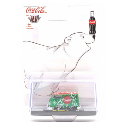1960 VW Delivery Van - Green & Red Coca-Cola Christmas Edition with Snowflake Graphics (Walmart Exclusive SK09)