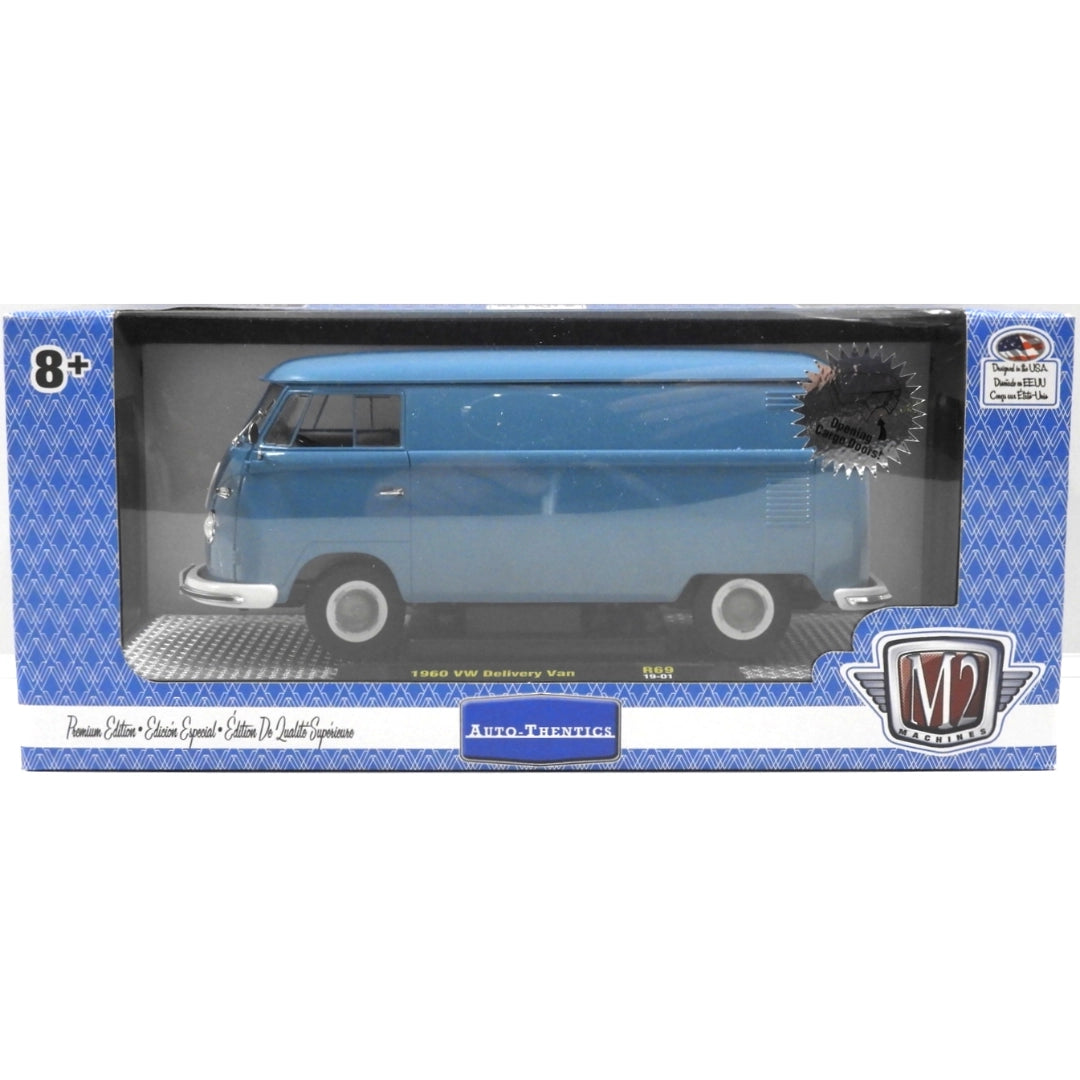1960 VW Delivery Van - Light Blue (Silver Chrome Rims, Black Interior & Details)