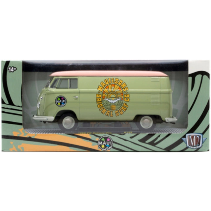 1960 VW Delivery Van - Light Green/Pink Roof (White Rims & Bumpers, Silver Chrome Details, Black Interior)