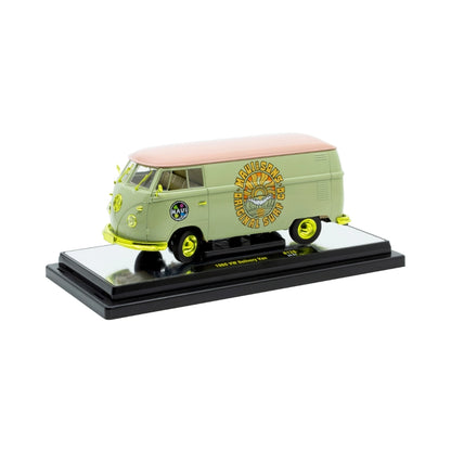 1960 VW Delivery Van - Light Green/Pink Roof (Yellow Chrome Rims, Bumpers & Details, Brass Interior)