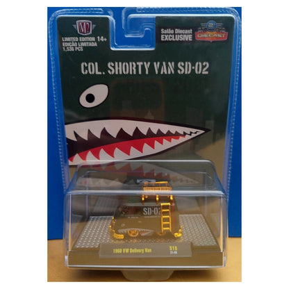 1960 VW Delivery Van - Olive Green SD-02 Shark Mouth with Gold Roof Rack, Gold Ladder, Gold Rims & Gold Details (Salao Diecast Brazil Exclusive Single Car Release)