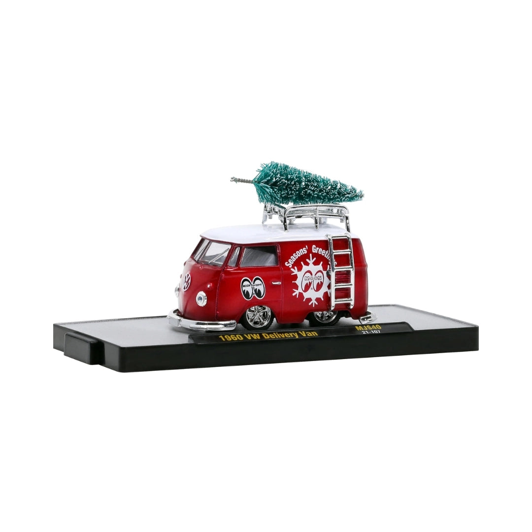 1960 VW Delivery Van - Red Mooneyes Christmas Edition with Roof Tree on Display Base (MiJo Exclusives Release MJS40)