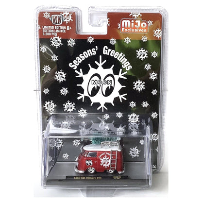 1960 VW Delivery Van - Red Mooneyes Christmas Edition with Roof Tree on Display Base (MiJo Exclusives Release MJS40)