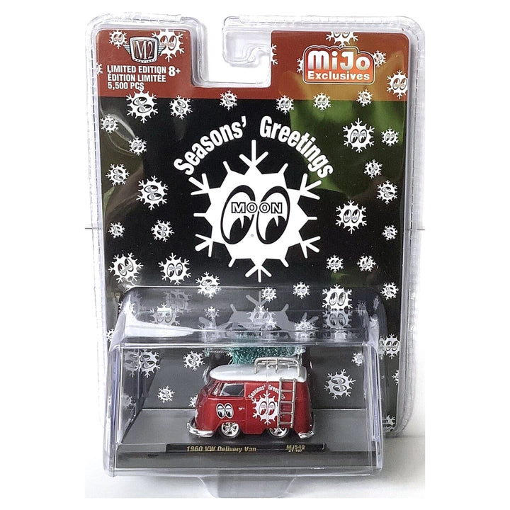 1960 VW Delivery Van - Red Mooneyes Christmas Edition with Roof Tree on Display Base (MiJo Exclusives Release MJS40)