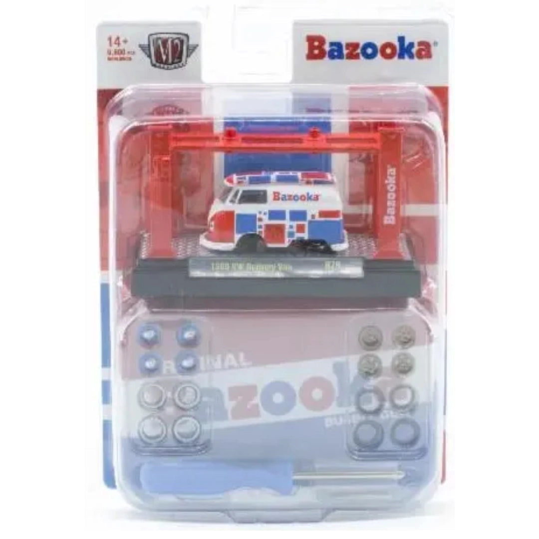 1960 VW Delivery Van - Red, White & Blue Bazooka Bubble Gum Model-Kit on Display Base (Release 79)