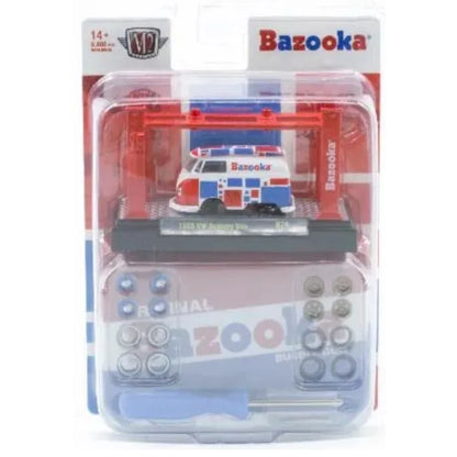 1960 VW Delivery Van - Red, White & Blue Bazooka Bubble Gum Model-Kit on Display Base (Release 79)