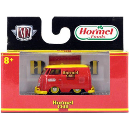1960 VW Delivery Van - Red & Yellow Hormel Chili Model-Kit on Display Base (Walmart Exclusive Release S116)