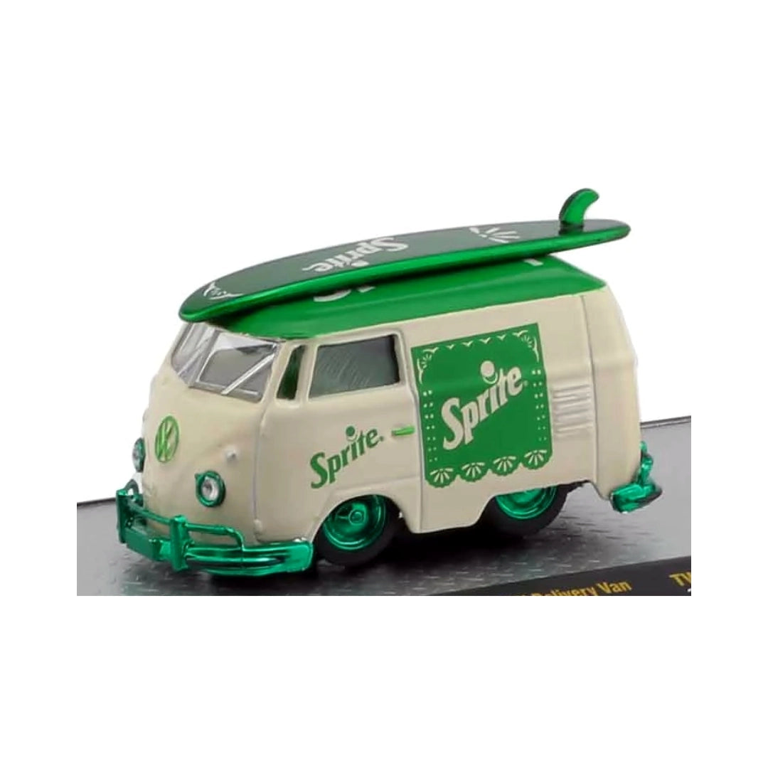 1960 VW Delivery Van - Sprite Surf Van with Green Surfboard, Green Chrome Rims & Details (Coca-Cola Auto-Haulers TW06 Chase)