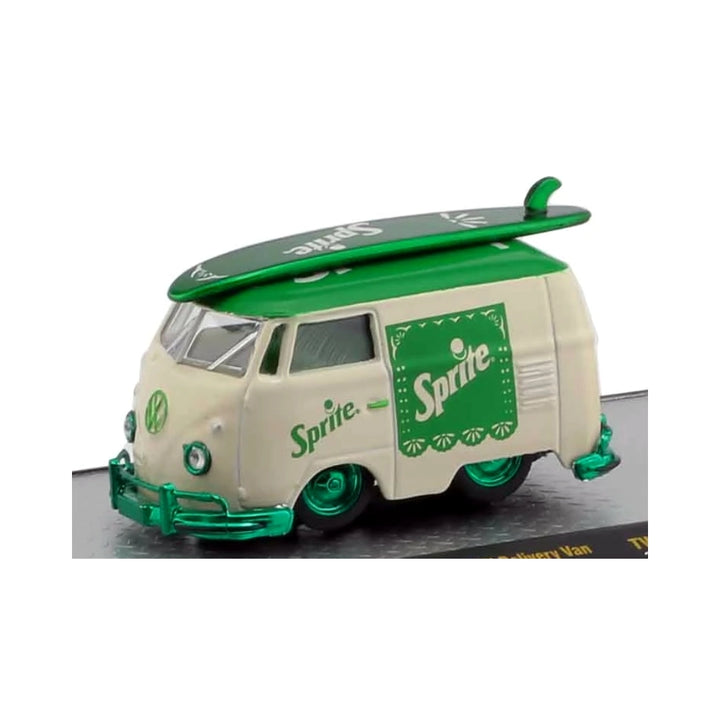 1960 VW Delivery Van - Sprite Surf Van with Green Surfboard, Green Chrome Rims & Details (Coca-Cola Auto-Haulers TW06 Chase)