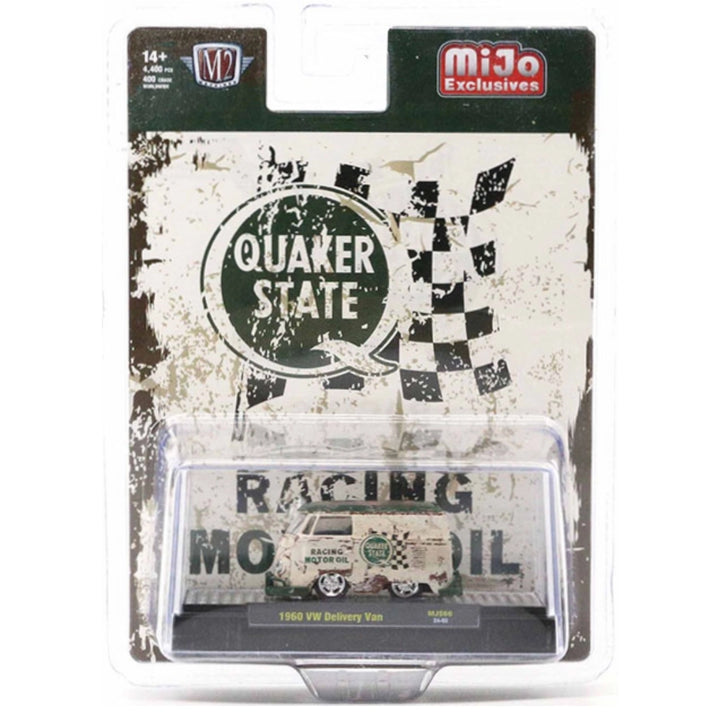1960 VW Delivery Van - Weathered Quaker State Racing Motor Oil Chase with Gold Chrome Rims, Gold Bumpers & Details, Brass Interior (Exclusive, Limited Edition)