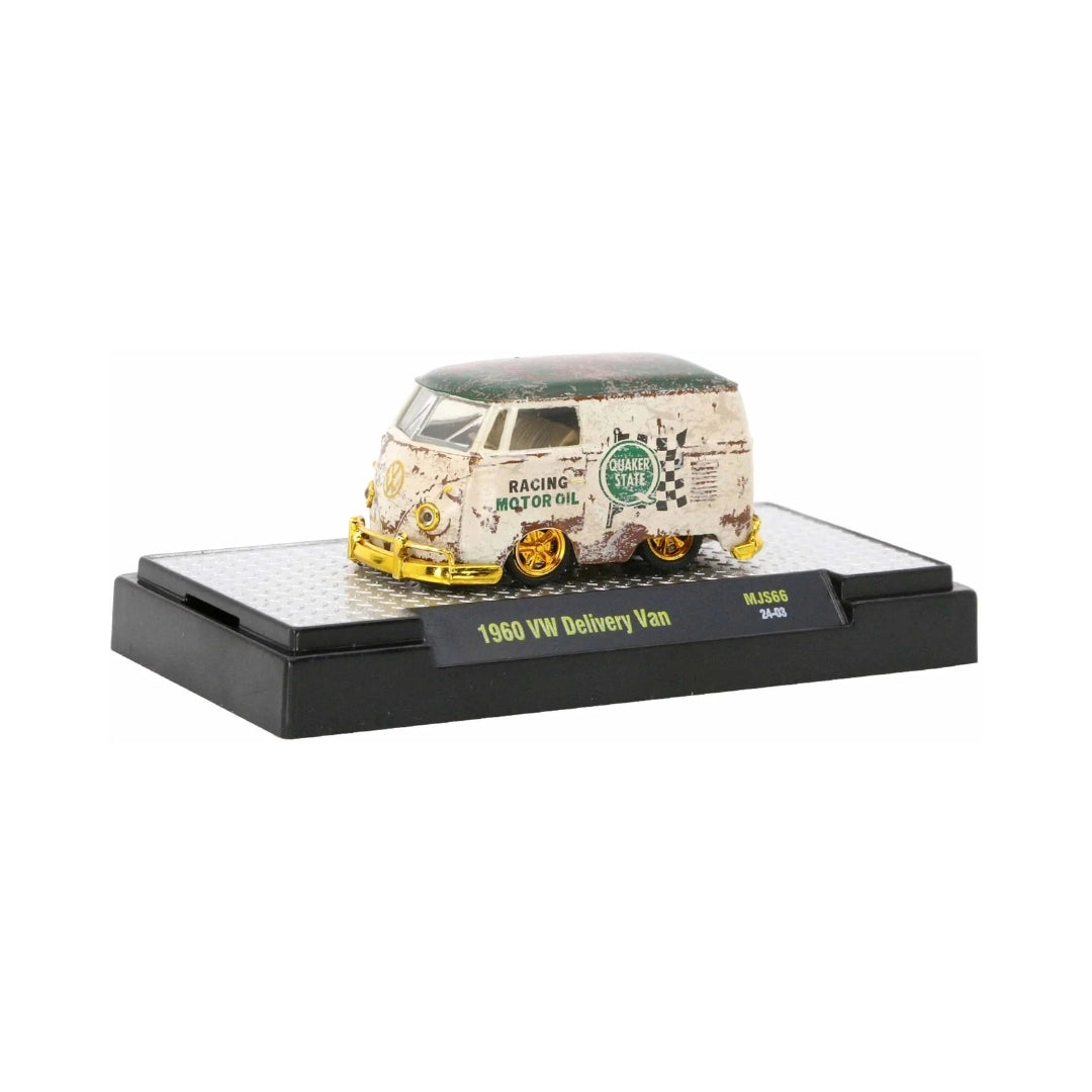1960 VW Delivery Van - Weathered Quaker State Racing Motor Oil with Silver Chrome Rims, Green Bumpers, Black Interior (Exclusive, Limited Edition)