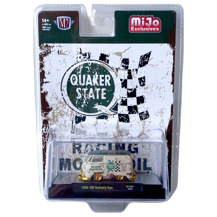 1960 VW Delivery Van - Weathered Quaker State Racing Motor Oil with Silver Chrome Rims, Green Bumpers, Black Interior (Exclusive, Limited Edition)